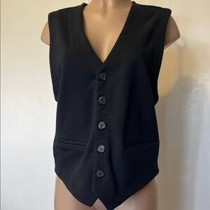 V-Neck Black color Button-Up, w Pockets VEST